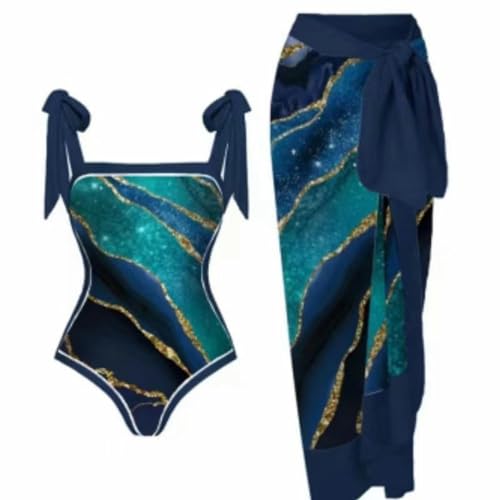 YIMAILD Badeanzug Einköpfiger Bikini-Bikini-Set Konservativer Bauchbedeckungskleid Chiffon Wrap Rock-Moran -Anzug-m von YIMAILD