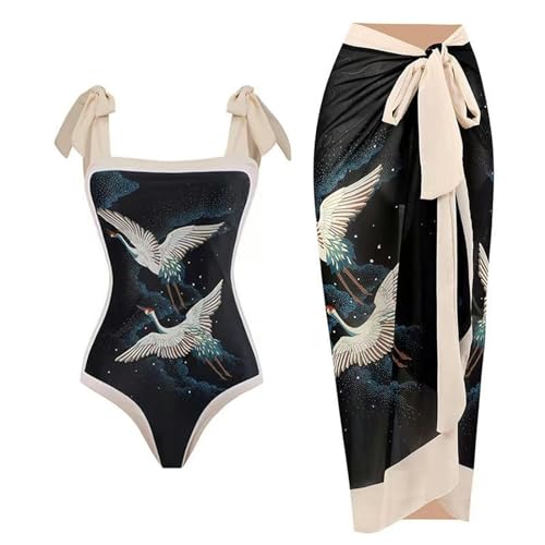 YIMAILD Badeanzug Einköpfiger Bikini-Bikini-Set Konservativer Bauchbedeckungskleid Chiffon Wrap Rock-märchenanzug-m von YIMAILD