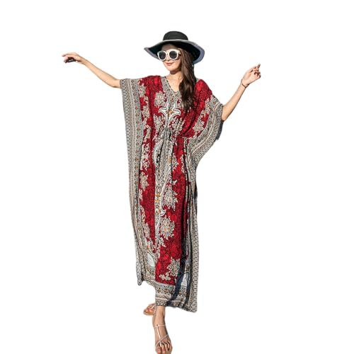 YIMAISZQ Bohemian Kleid Bosomiya Long Rock Beach Rock Sommerkleid-rot-durchschnittlicher Code von YIMAISZQ