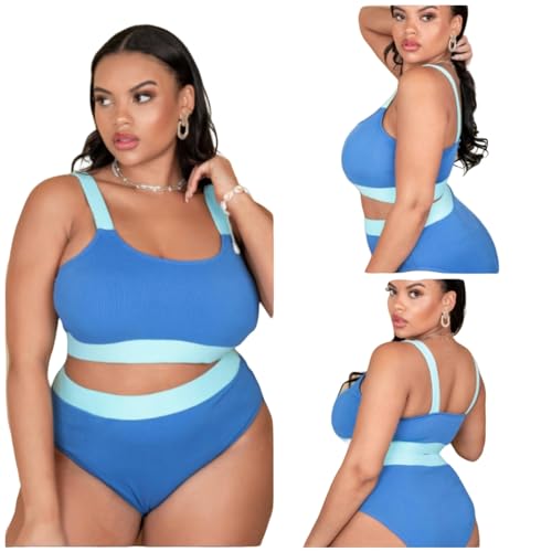 YIMAIWLX Badeanzug Bikini -Sets Für Frauen Plus Größe Außerhalb Der Schultern Hohe Taille -Bauchkontrolle Schmeichelndes Zweiteiliger Badeanzug-1-2xl von YIMAIWLX