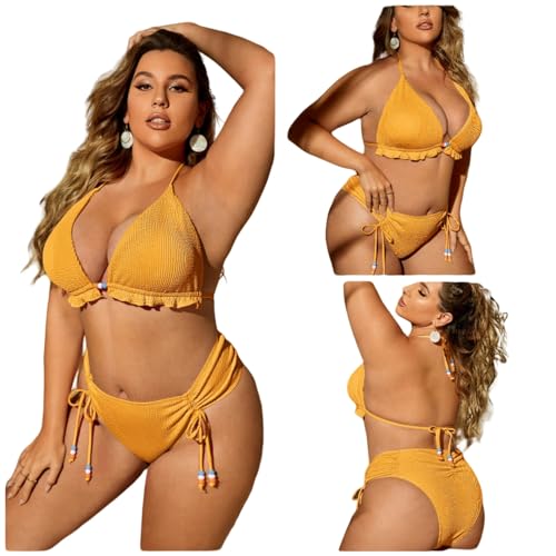 YIMAIWLX Badeanzug Bikini -Sets Für Frauen Plus Größe Außerhalb Der Schultern Hohe Taille -Bauchkontrolle Schmeichelndes Zweiteiliger Badeanzug-11-3xl von YIMAIWLX
