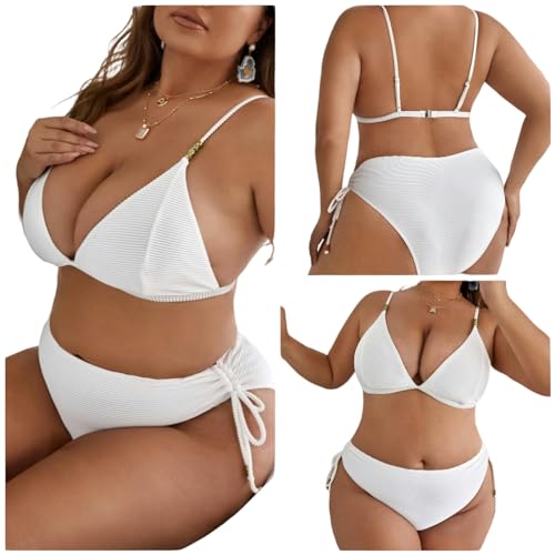 YIMAIWLX Badeanzug Bikini -Sets Für Frauen Plus Größe Außerhalb Der Schultern Hohe Taille -Bauchkontrolle Schmeichelndes Zweiteiliger Badeanzug-4-0xl von YIMAIWLX