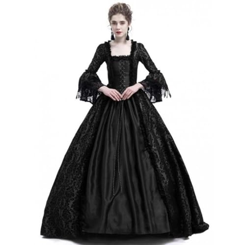 YIMAIWLX Kleider Frauen Square Collar Mittelalterlich Viktorianische Kostüm Vintage Rüschen Zettel-dunkelgrau-XL von YIMAIWLX