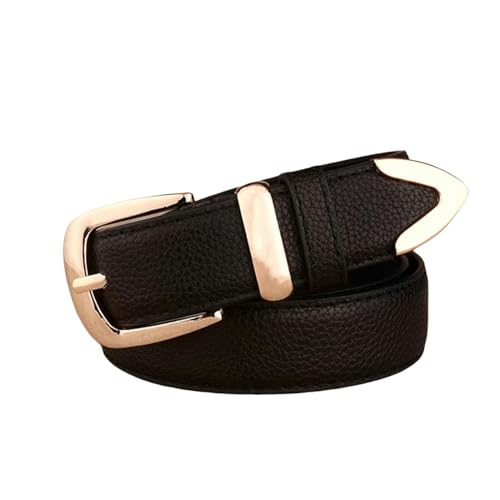 YIMAIWLX gürtel Damen Mode Frauen Ledergürtel Goldene Schnalle Beste Passende Kleidungsjeansgürtel Für Dame-schwarz-105 cm von YIMAIWLX
