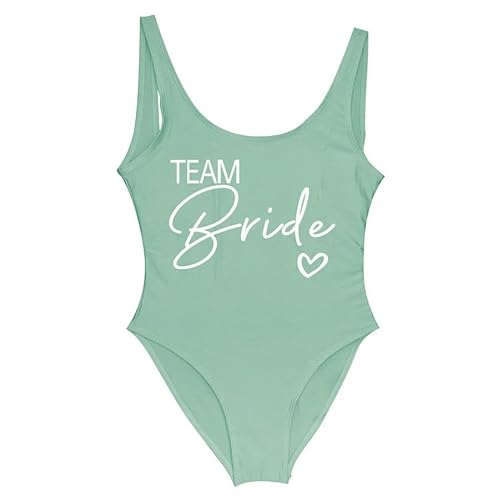 YIMAIZLT Bikini Damen Bulk Braut Badeanzug Frauen Team Braut Einteilige Bademode Für Bachelor Party-grünes Team1-xxxl von YIMAIZLT