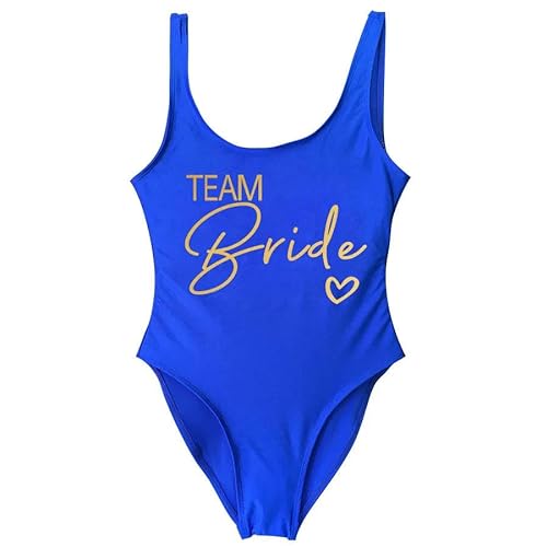 YIMAIZLT Bikini Damen S-3xl Braut Badeanzug Frauen Team Braut Einteilige Bademode Für Bachelor Party Badeanzüge-blaues Team2-m von YIMAIZLT