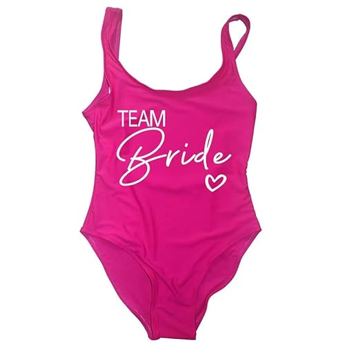 YIMAIZLT Bikini Damen S-3xl Braut Badeanzug Frauen Team Braut Einteilige Bademode Für Bachelor Party Badeanzüge-heiß Rosa 1color-m von YIMAIZLT