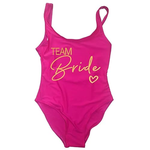 YIMAIZLT Bikini Damen S-3xl Braut Badeanzug Frauen Team Braut Einteilige Bademode Für Bachelor Party Badeanzüge-heiß Rosa 2color-m von YIMAIZLT