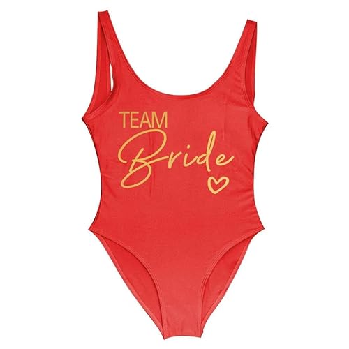 YIMAIZLT Bikini Damen S-3xl Braut Badeanzug Frauen Team Braut Einteilige Bademode Für Bachelor Party Badeanzüge-rotes Team2-xl von YIMAIZLT