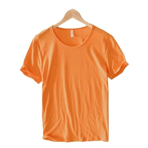YIMAIZLT Herren T-Shirt Sommer Baumwolle T-Shirt Für Männer O-Ausschnitt Einfarbige Farbe Casual Dünne T-Shirt Basic Tees Plus Größe Männliche Kurzarm Tops Kleidung-orange-l von YIMAIZLT