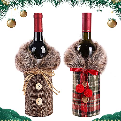 YISKY Weinflasche Flaschenüberzug, 2 Stück Weihnachten Weinflasche Cover, Weinflasche Abdeckung Taschen, Weihnachtsmann Weinbeutel, für Home Dinner Party Dekoration & Tischdekoration von YISKY