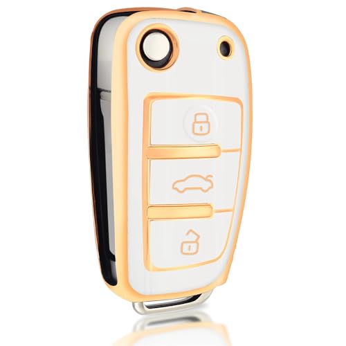 YIZMO Auto Flip Remote Key Case Cover Halter Kompatibel mit Audi A3 A4L A6 Q2L Q3 Q5 Q7 TT A1 S3 RC3 Schlüsselschutz Shell Fob Autozubehör von YIZMO