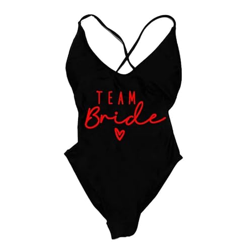 YJHLY Bikini Sets Gepolstert EIN Stück Badeanzug Frauen Team Braut Bikini Sommerbadanzug Plus Größe Beachwear Bachelorette Party Lady-Blre-L von YJHLY