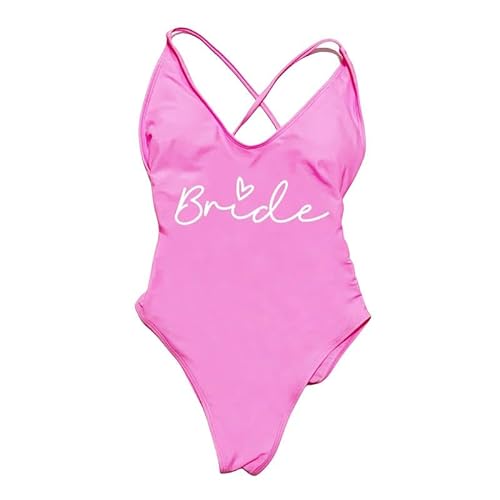 YJHLY Bikini Sets Gepolstert EIN Stück Badeanzug Frauen Team Braut Bikini Sommerbadanzug Plus Größe Beachwear Bachelorette Party Lady-Bride Piwh-S von YJHLY