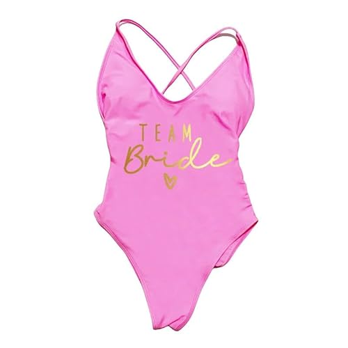 YJHLY Bikini Sets Gepolstert EIN Stück Badeanzug Frauen Team Braut Bikini Sommerbadanzug Plus Größe Beachwear Bachelorette Party Lady-Pigd-M von YJHLY