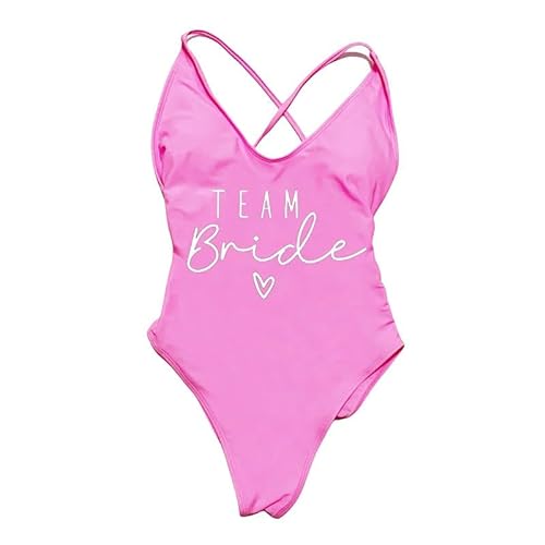 YJHLY Bikini Sets Gepolstert EIN Stück Badeanzug Frauen Team Braut Bikini Sommerbadanzug Plus Größe Beachwear Bachelorette Party Lady-Piwh-S von YJHLY