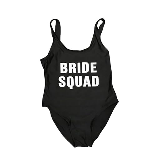 YJHLY Bikini Sets Women Bikini Bikini Badeanzug Team Braut Hochzeitsfeier Braut Squad One Stück Badeanzug Lady Hochzeitsfeier Bachelorette Party-Black 2-Asia Size L von YJHLY