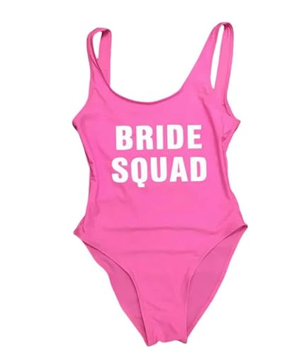 YJHLY Bikini Sets Women Bikini Bikini Badeanzug Team Braut Hochzeitsfeier Braut Squad One Stück Badeanzug Lady Hochzeitsfeier Bachelorette Party-Pink 2-Asia Size L von YJHLY