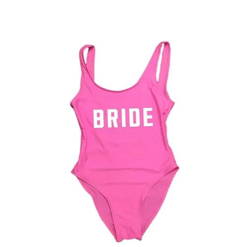 YJHLY Bikini Sets Women Bikini Bikini Badeanzug Team Braut Hochzeitsfeier Braut Squad One Stück Badeanzug Lady Hochzeitsfeier Bachelorette Party-Pink 3-Asia Size L von YJHLY