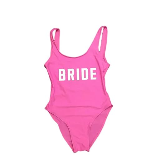 YJHLY Bikini Sets Women Bikini Bikini Badeanzug Team Braut Hochzeitsfeier Braut Squad One Stück Badeanzug Lady Hochzeitsfeier Bachelorette Party-Pink 3-Asia Size M von YJHLY