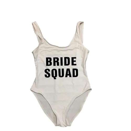 YJHLY Bikini Sets Women Bikini Bikini Badeanzug Team Braut Hochzeitsfeier Braut Squad One Stück Badeanzug Lady Hochzeitsfeier Bachelorette Party-White 2-Asia Size L von YJHLY