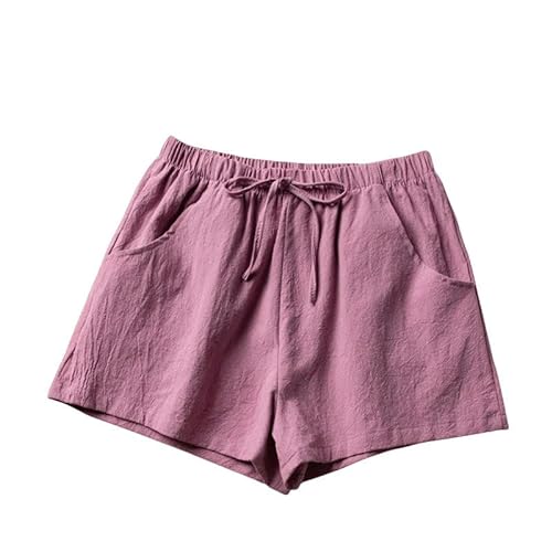 YJHLY Damen-Shorts Baumwollwäsche Shorts Frauen Sportshorts Sommer Solid High Taille Shorts Frauen Lässig Basic Short Hosen-Rose Pink-L 60-70Kg von YJHLY