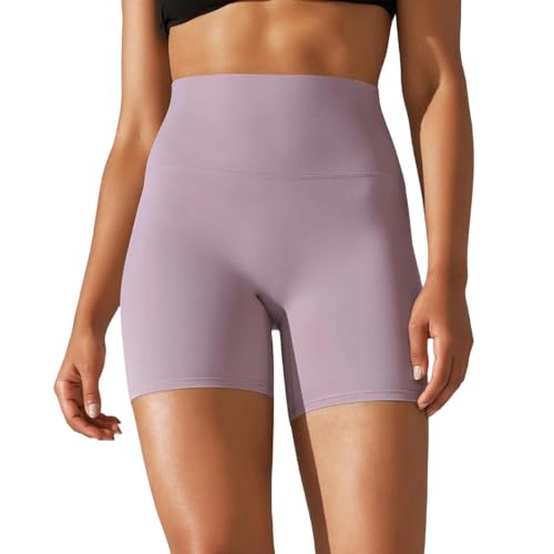 YJHLY Kurze Hose Damen Shorts Yoga Shorts Women Fitness Shorts Laufen Fahrrad -Shorts Atmungsaktive Sport -Leggings Hohe Taille Sommer Training Fitnessstudio -Shorts-Pink Purple-XL von YJHLY