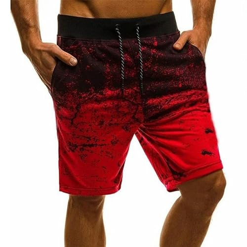 YJHLY Kurze Hosen Herren Männer Casual Shorts Mode Gedruckte Jogger Kurze Sweatpants Sommer Kordelzug Hip Hop Schlanke Workout Shorts Draußen-Red-XL von YJHLY