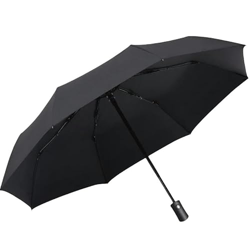 YJHLY Regenschirm Automatische Regen- Und Sonne Regenschirm Schwarze Beschichtung Parasol Anti-Uv 3 Falten Windresistent Auto Big Windproof Frauen Männer 8Ribs-Black von YJHLY