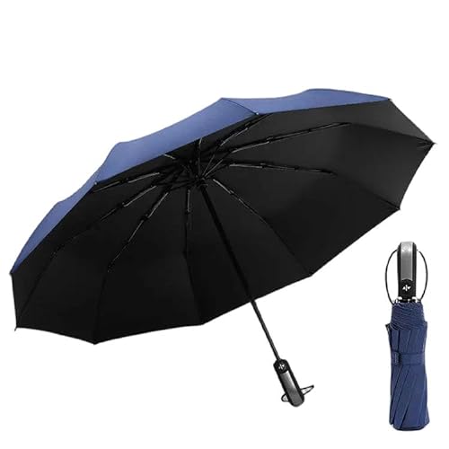 YJHLY Regenschirm Doppelknochen Große Regenschirm Männer Womens Windproof Kompakt-10K Normal Navy von YJHLY
