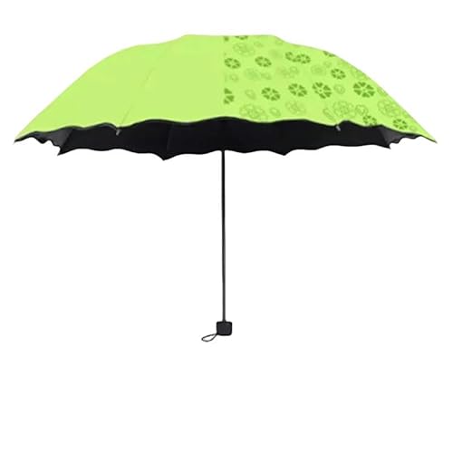 YJHLY Regenschirm Rotes Blatt Tragbarer Manueller Faltender Regenschirm Blühende Regenschirm In Wasser Schwarz Klebstoff Beschichtetes Leichtes Gewicht Uv Regenschirm-Green von YJHLY