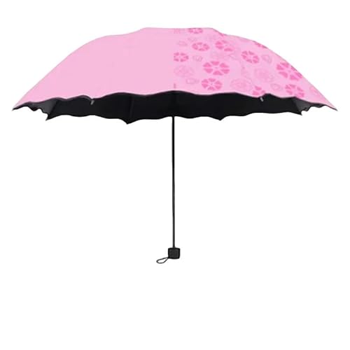 YJHLY Regenschirm Rotes Blatt Tragbarer Manueller Faltender Regenschirm Blühende Regenschirm In Wasser Schwarz Klebstoff Beschichtetes Leichtes Gewicht Uv Regenschirm-Pink von YJHLY
