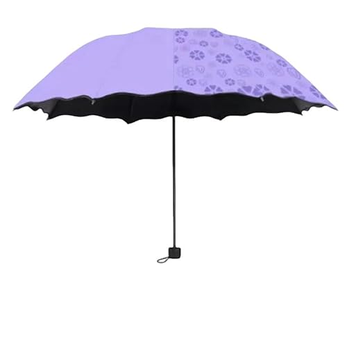 YJHLY Regenschirm Rotes Blatt Tragbarer Manueller Faltender Regenschirm Blühende Regenschirm In Wasser Schwarz Klebstoff Beschichtetes Leichtes Gewicht Uv Regenschirm-Purple von YJHLY