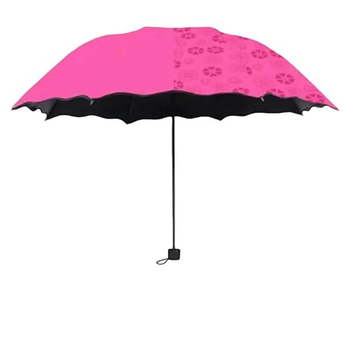 YJHLY Regenschirm Rotes Blatt Tragbarer Manueller Faltender Regenschirm Blühende Regenschirm In Wasser Schwarz Klebstoff Beschichtetes Leichtes Gewicht Uv Regenschirm-Red von YJHLY