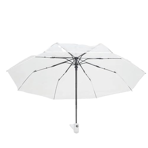 YJHLY Regenschirm Transparent Vollautomatischer Regenschirm Frauenfaltungsleichter Regen Regenschirm Für Reisen Im Freien Strand Langlebige Dreifache Falten-White von YJHLY