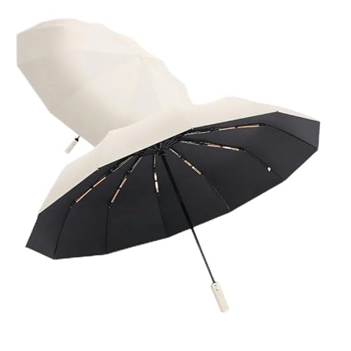 YJHLY Regenschirm Verstärkter 24-Knochen-Regenschirm, Männergeschäft Starker Und Langlebiger Windresistenter Regenschirm, Anti-Uv-Sonnenschutzschirm Damen Sunny'S Sunny-Beige von YJHLY