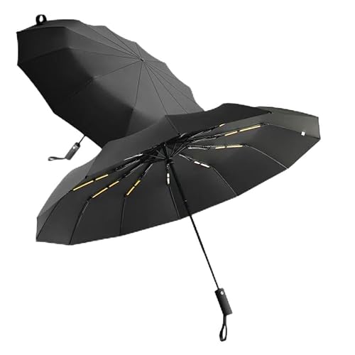 YJHLY Regenschirm Verstärkter 24-Knochen-Regenschirm, Männergeschäft Starker Und Langlebiger Windresistenter Regenschirm, Anti-Uv-Sonnenschutzschirm Damen Sunny'S Sunny-Black von YJHLY