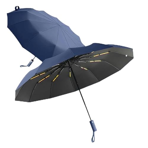 YJHLY Regenschirm Verstärkter 24-Knochen-Regenschirm, Männergeschäft Starker Und Langlebiger Windresistenter Regenschirm, Anti-Uv-Sonnenschutzschirm Damen Sunny'S Sunny-Navy Blue von YJHLY