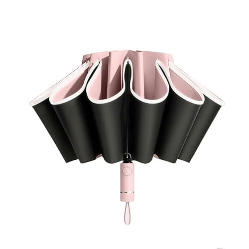 YJHLY Regenschirm Vollautomatischer Umdrehungsschirm Mit Winddichtem Reflektierenden Streifen Uv -Regenschirmen-Pink von YJHLY