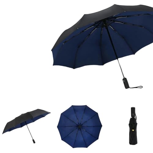 YJHLY Regenschirm Windschutz Doppelte Schicht Vollautomatisch Resistenter Regenschirm-Blue von YJHLY