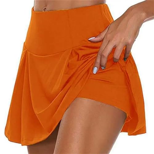 YJHLY Röcke Für Damen Casual Sport Shorts Röcke Running Shorts Frauen Sommer Atmungsaktiv-Orange-M von YJHLY