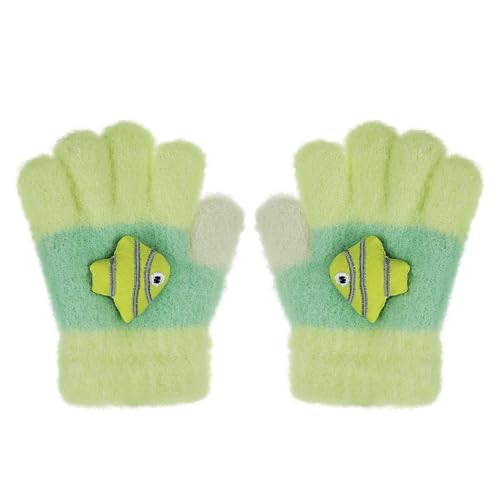 YJZQ Kinder Winterhandschuhe Warm Strickhandschuhe Fleece-Handschuhe Niedliche Vollfingerhandschuhe Weicher Plüsch Handschuhe mit kleinen Fischen für 2-6 Jahre alte Jungen, Mädchen von YJZQ