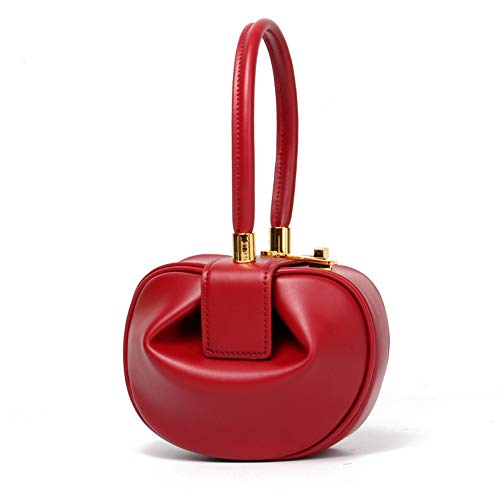 YLLHK Damen Kleine Tasche Mini Runde Mode Handtaschen PU Leder Damentaschen Klassisches Design(Aprikose, Schwarz, Braun, Rot),Red,M von YLLHK