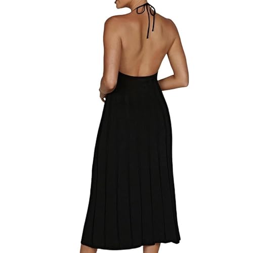 YLQQdMK Sexy Kleid Rock Außenhandel Sexy Heißes Mädchen Rückenfreies Strick -Faltenkleid Weiblich-Schwarz-L YLQQdMK Sexy Kleid Rock Außenhandel Sexy Heißes Mädchen Rückenfreies Strick -Faltenkleid Weiblich-Schwarz-L von YLQQdMK