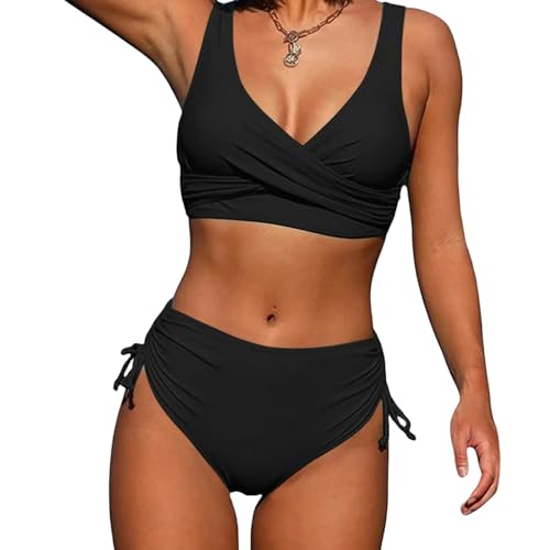 YLXCKGS Bikini-Set Frauen Badebekleidung 2 Stück Hohe Taille Gepolstert Bikini Push Up Bikini Sets Zweiteiliger Rückenloser Badeanzug-A-S von YLXCKGS