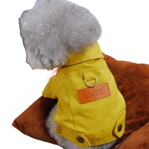 YLXCKGS Hundekleidung Frühling Hund Anzug Outfits Denim Mantel Mit D Leine Ring Für Kleine Mittlere Hunde Welpen Haustier Farbe Jean Kleine Hund Kostüm-Gelb-XXL von YLXCKGS