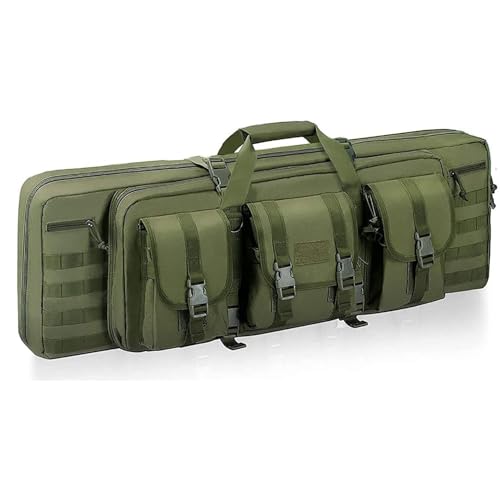 Double Rifle Bag Gepolsterte ,Waffenkoffer für Langwaffen, Taktischer Gewehrrucksack Waffentasche für Jagd Schießstand Schusswaffentransport mit Molle-System Waffentragetasche(Color:Green,Size:118cm) von YLZBA