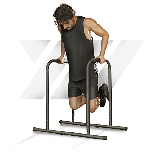YM Parallele Fitness, verstellbare Dipstation mit Griffen für Calisthenics, Crossfit und Übungen, Schwarz von YM
