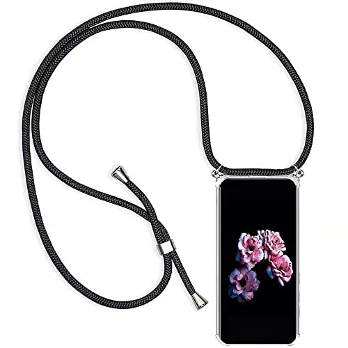 YMCASE Handykette Handyhülle für Samsung Galaxy A13 5G mit Band - Transparent Handy-Kette Handy Hülle mit Kordel zum Umhängen Handyanhänger Halsband Lanyard Case-Schwarz von YMCASE