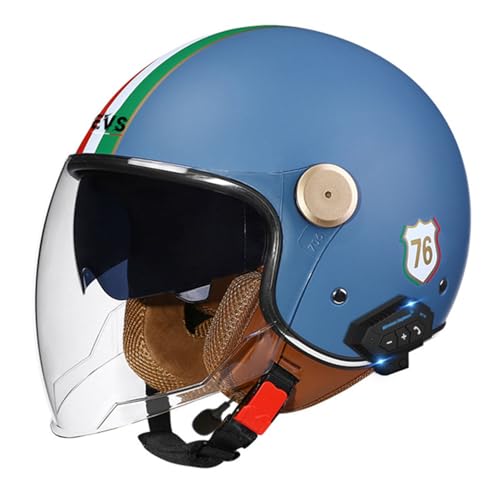 Jethelm Motorradhelm Bluetooth 3/4 Helm,ECE/DOT Zertifizierung Motorrad Integrierter Helm Jet Scooter Helm Rollerhelm Jet-Helm Herren Damen mit Doppelvisierl Herren Damen 10,XL von YMCXZDP